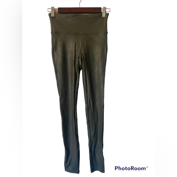 Spanx Faux Leather Leggings Olive Small - Picture 4 of 7
